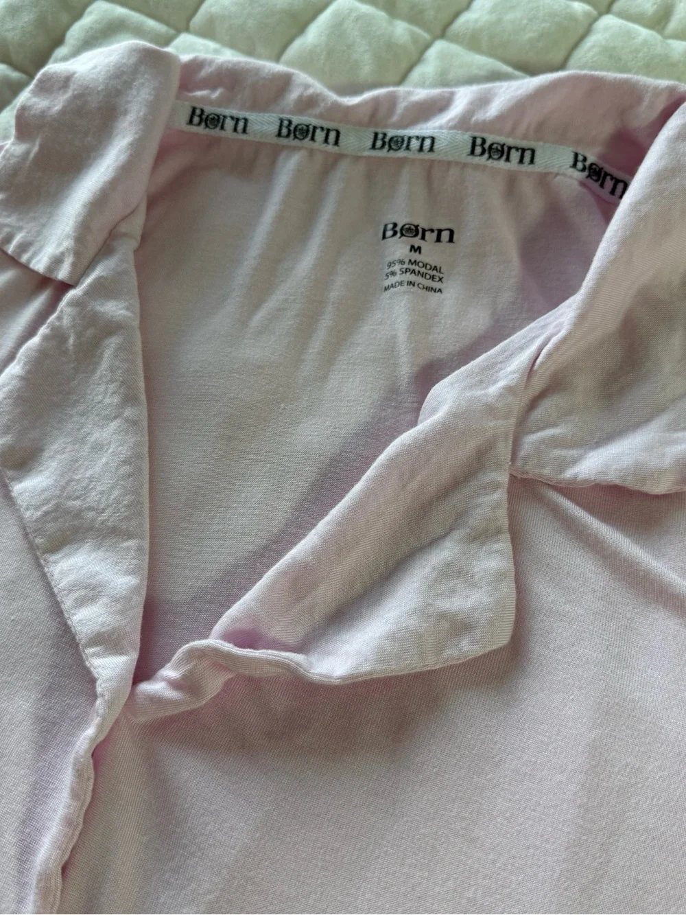 Børn Blush Pink Modal Pajama Set Size Medium Short Sleeve Button Front Top Pants